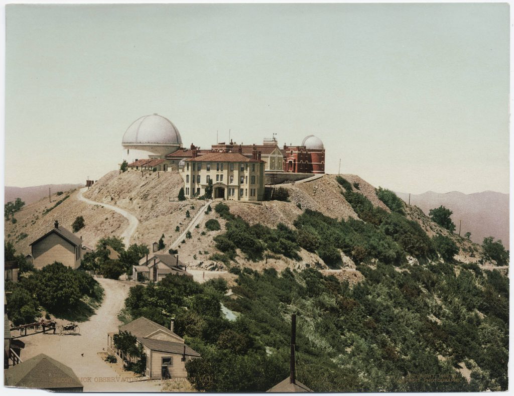 The Lick Observatory on Mt Hamilton, a photochrom postcard published by the Detroit Photographic Company. Beinecke Rare Book & Manuscript Library, Yale University (1897-1924)