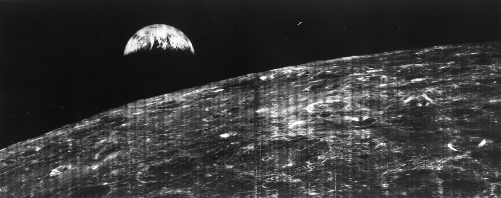Crescent of the Earth, photographed August 23, 1966 at 16:35 GMT by Lunar Orbiter 1
