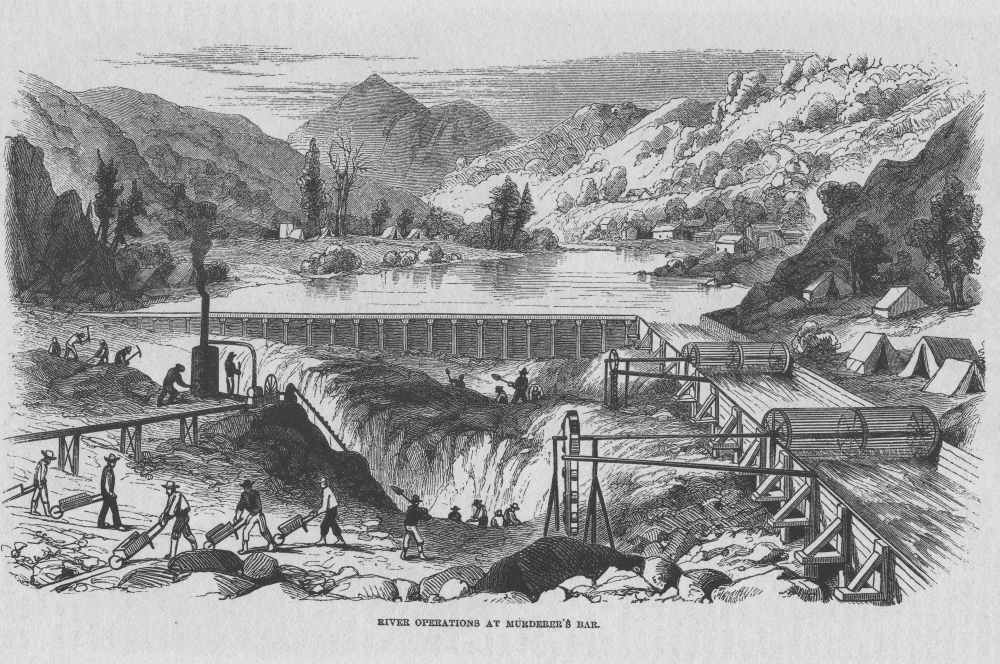Seeking gold in the California river Source: Harper's Weekly magazine