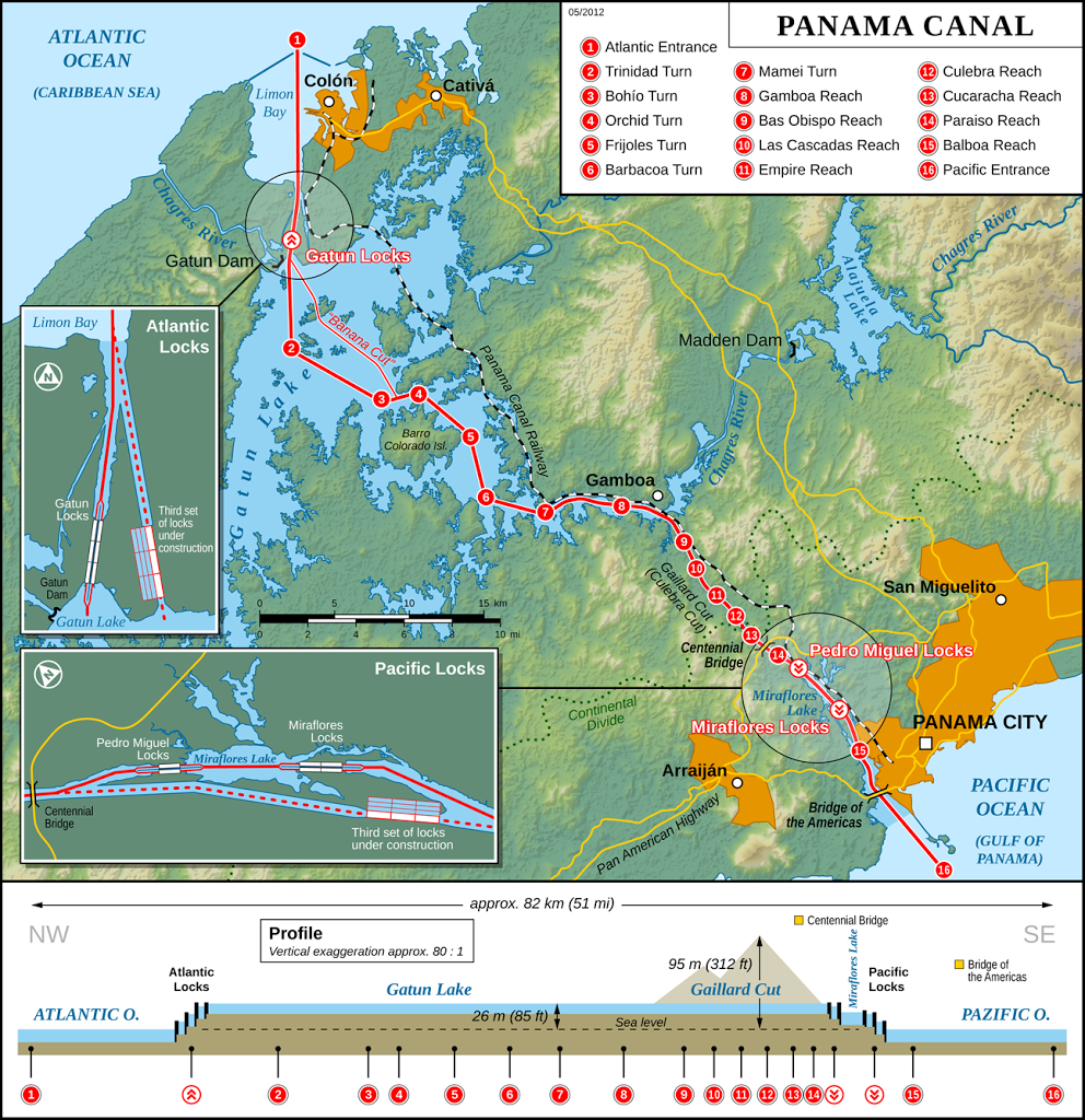 Map of the Panama Canal