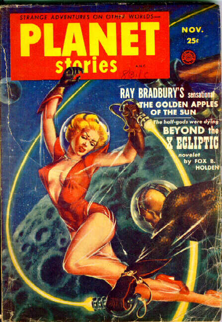 Cover of Planet Stories Magazine, November 1953 with a Science Fiction story by Ray Bradbury