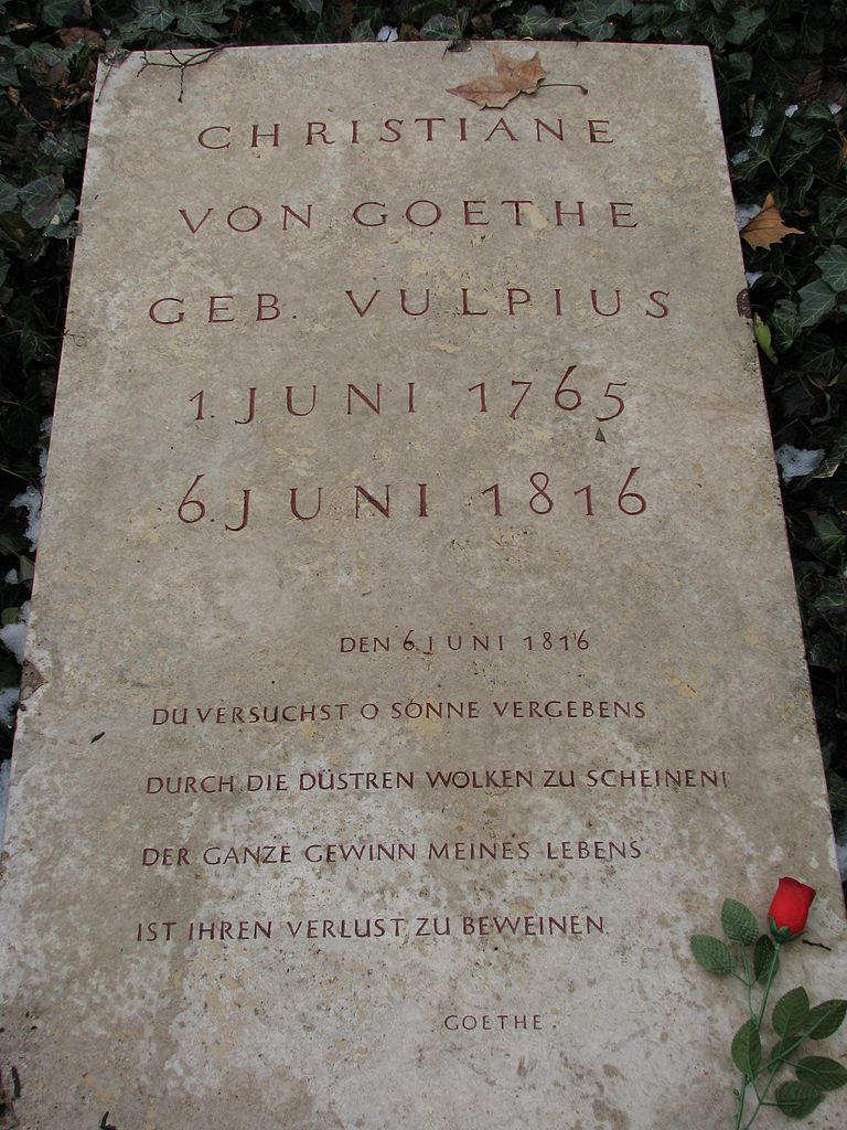 Thumbstone of Christiane von Goethe in Weimar, @ Barnos, CC-by-sa 3.0/de