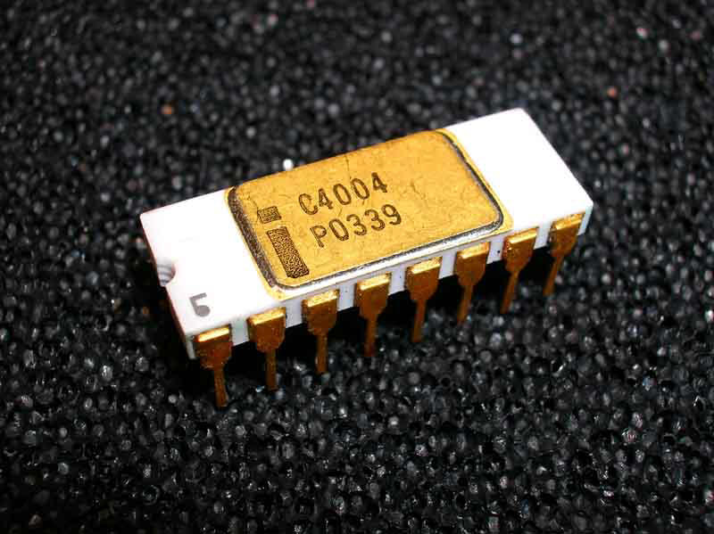 The Intel C4004, the very first commercially available microprocessor