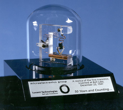 A replica of the first working transistor.