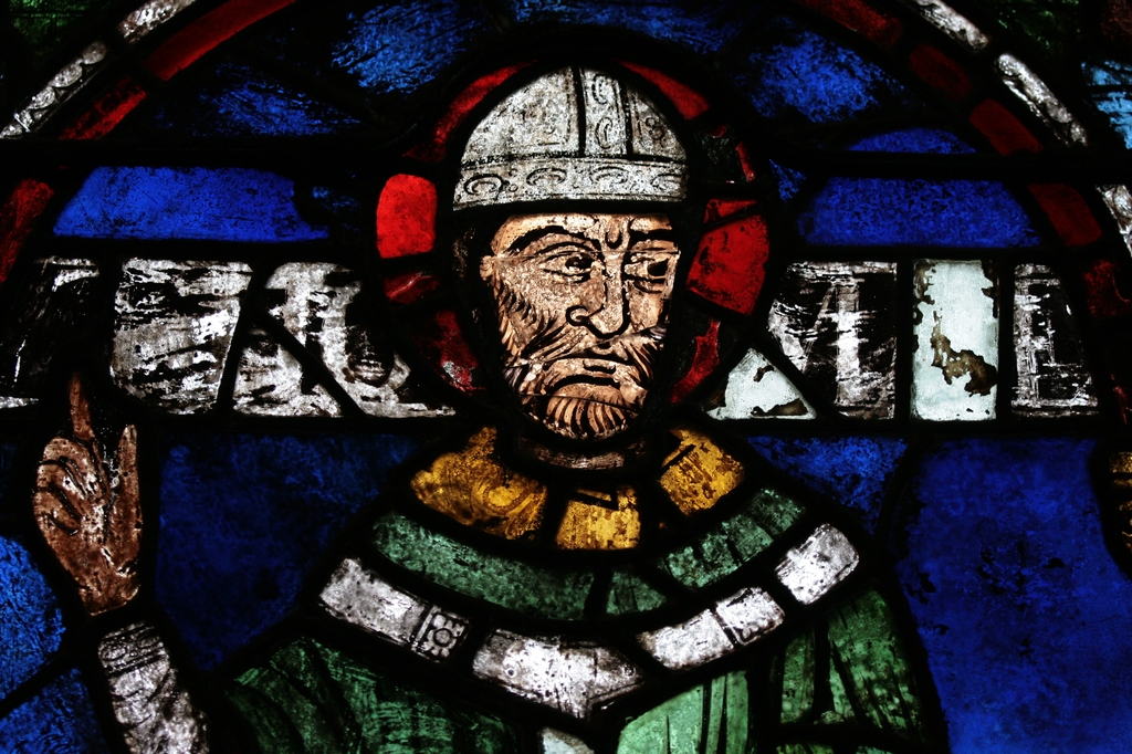 Thomas Becket (1120-1170 AD), stained glass window at Canterbury Cathedral