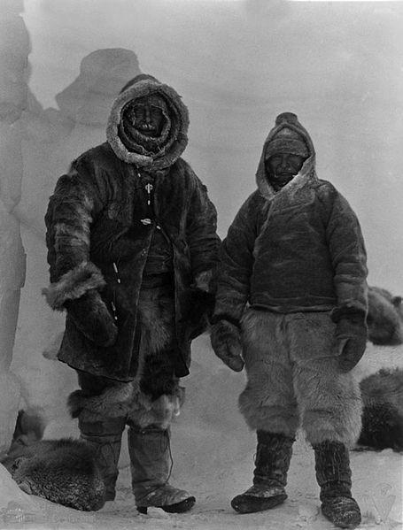 Alfred Wegener (left) and Rasmus Villumsen (right) in Greenland; November 1, 1930.