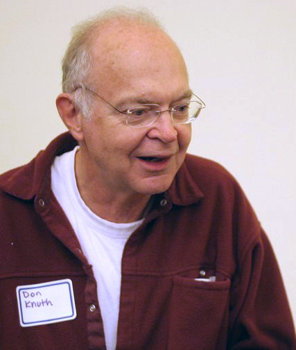 Donald E. Knuth, photo: October 25, 2005 Flickr user Jacob Appelbaum, uploaded to en.wikipedia by users BeSherman, Duozmo, CC BY-SA 2.5 <https://creativecommons.org/licenses/by-sa/2.5>, via Wikimedia Commons