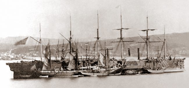 The Great Eastern designed by Isambad Brunel at Hearts Content, July 1866