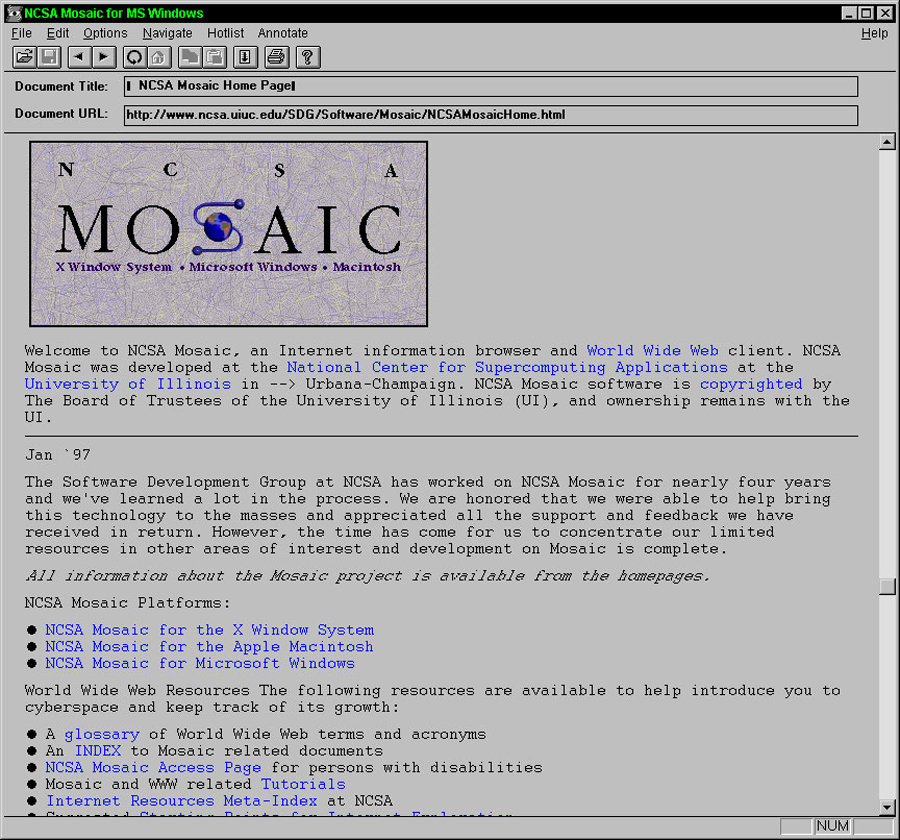 NCSA Mosaic Web Browser for Windows
