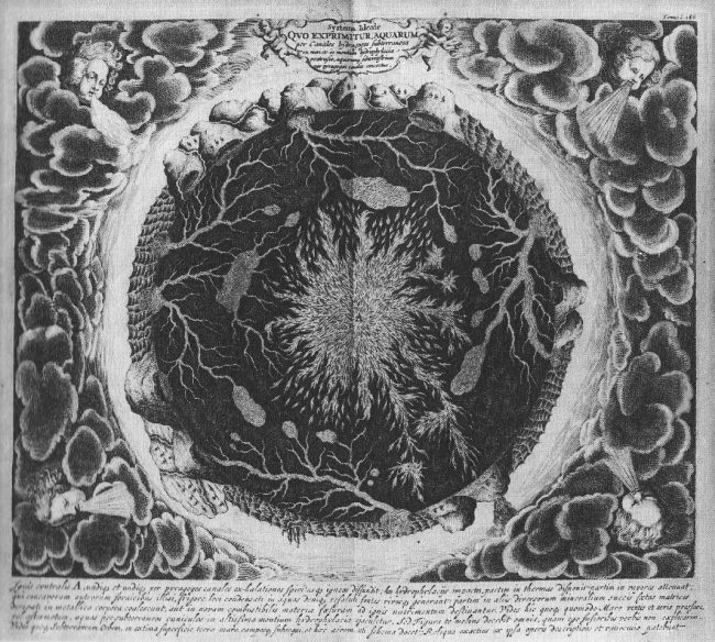 Kirchers Model of the Earth's Interior from Mundus subterraneus (1678)