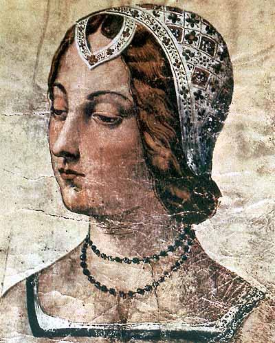 Portrait of Laura, celebrated in his poetry by Francesco Petrarca (1304-1374), Italian poet and humanist. Portrait in the Laurentian Library, Florence