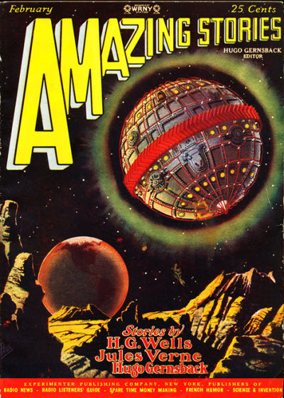 Gernsback's second novel, Baron Münchausen's Scientific Adventures, was serialized in Amazing in 1928, with the opening installment taking the February cover.