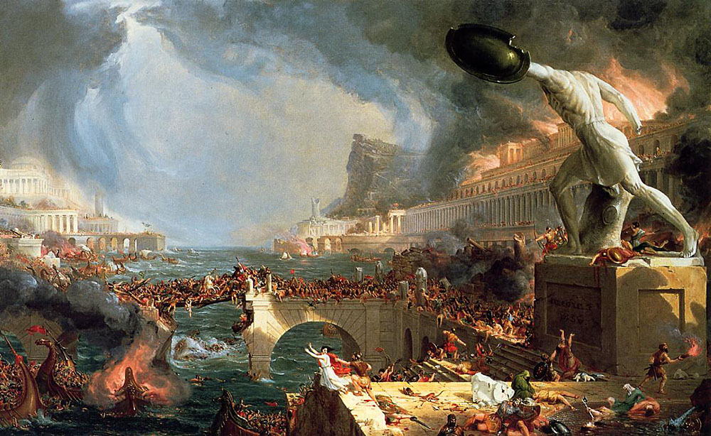 Thomas Cole: The Course of Empire Destruction, 1836, thought to be painted after the sack of Rome