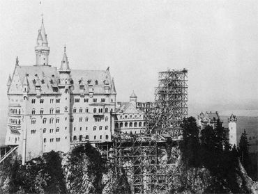 Neuschwanstein in 1886, the year of King Ludwig's death