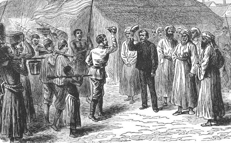 Henry Stanley meeting David Livingstone in 1871
