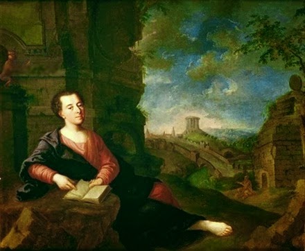 Johann Joachim Winckelmann against a classical landscape