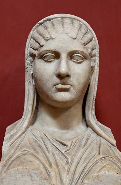 Marble herm in the Vatican Museums inscribed with Aspasia's name at the bas