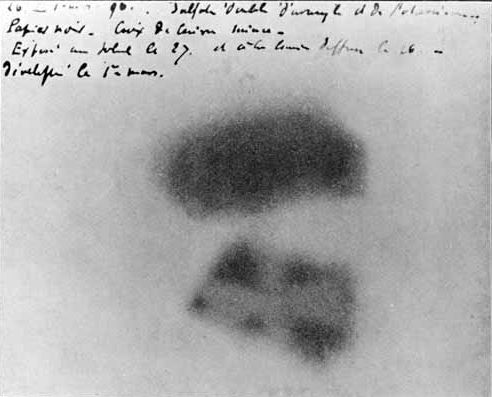 Photographic plate made by Henri Becquerel showing effects of exposure to radioactivity. 