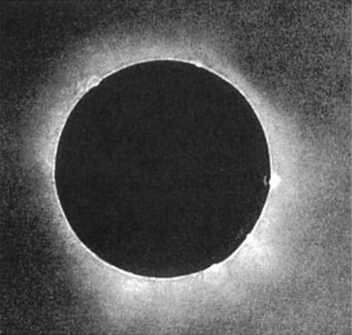 The first solar eclipse photograph taken on July 28, 1851 by a daguerrotypist named Berkowski.