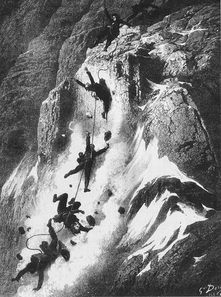Matterhorn desaster, drawn by Gustave Doré