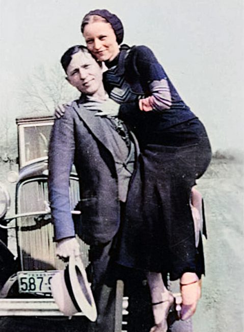 Bonnie Parker and Clyde Barrow between 1932 and 1934