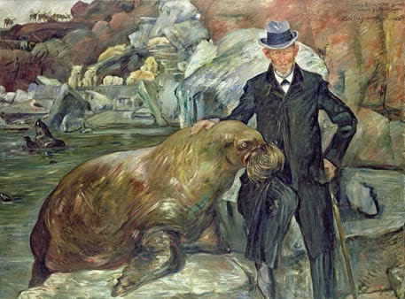 Portrait Carl Hagenbeck and Walrus Pallas, 1911
