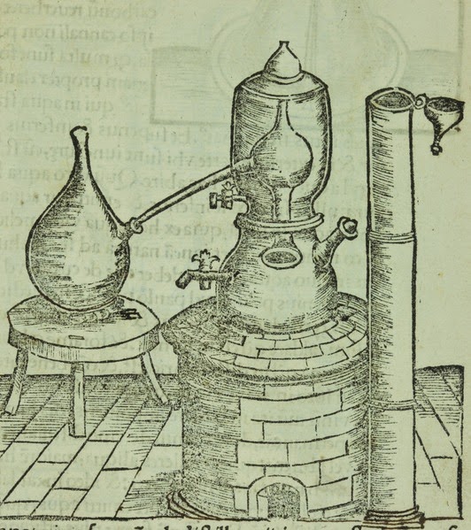 An alchemical balneum Mariae, or Maria’s bath, from Coelum philosophorum, Philip Ulstad, 1528, Science History Institute