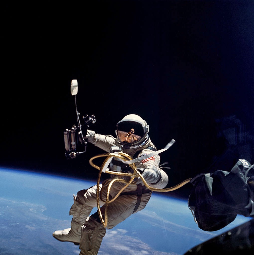 Edward White during Gemini 4 performing EVA