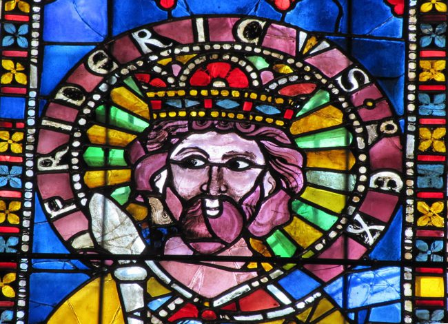 13th-century stained glass image of Frederick I, Strasbourg Cathedral
