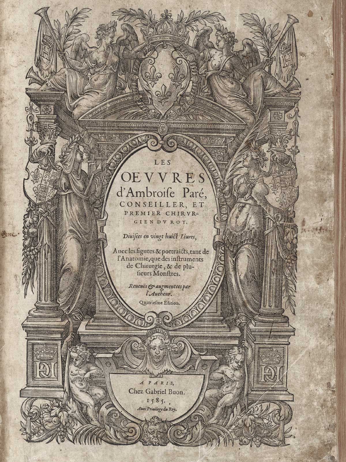 The title page of Ambroise Pare's Oeuvres