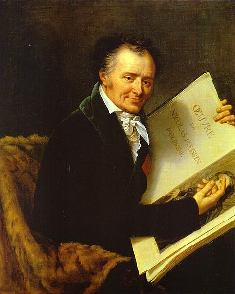Vivant Denon with Jean Pesne's engraved Oeuvres de Nicolas Poussin, portrait by Robert Lefèvre