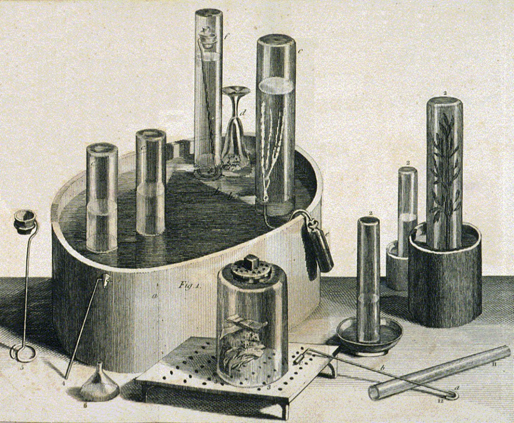 Equipment used by Joseph Priestley in his experiments on gases