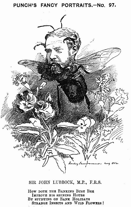 1882 caricature of John Lubbock (1834-1913)