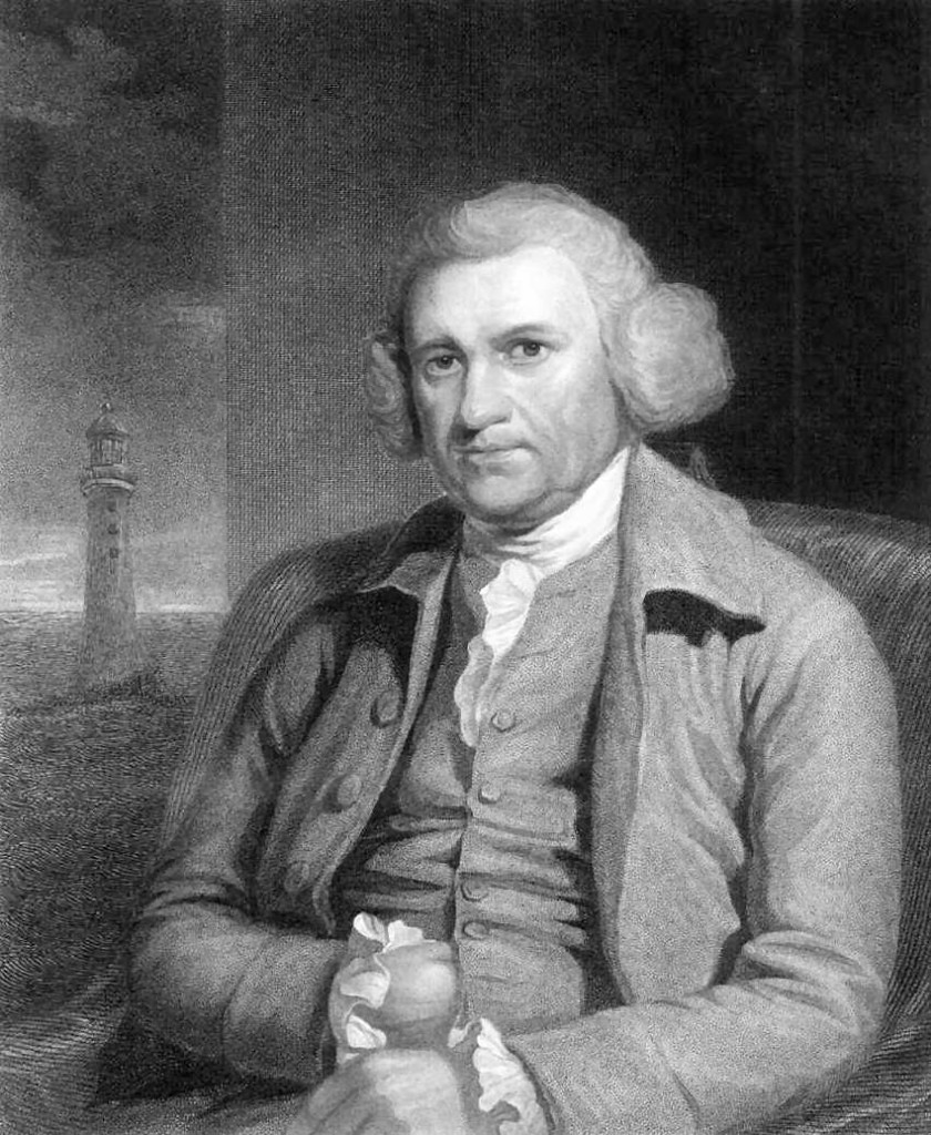 Portrait of John Smeaton, with the Eddystone Lighthouse in the background