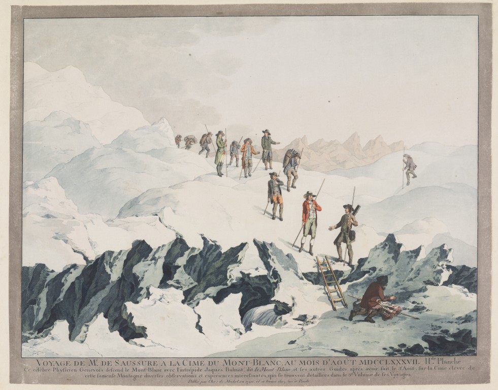 Christian von Mechel, Descent from Mont-Blanc in 1787 by H.B. de Saussure, copper engraving. Collection Teylers Museum, Haarlem