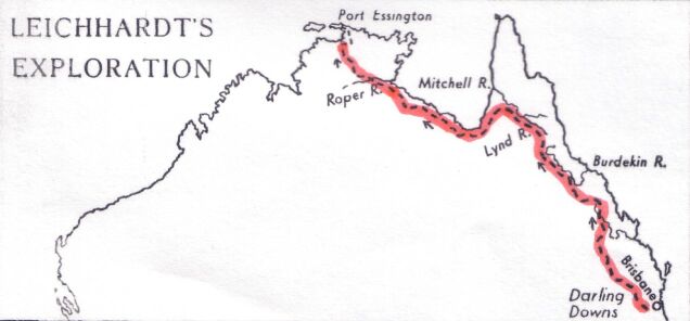 Route of Ludwig Leichhardt's First Expedition through Australia