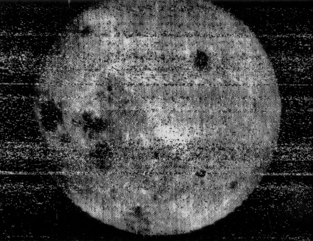  The first image returned by Luna 3 showed the far side of the Moon was very different from the near side, most noticeably in its lack of lunar maria (the dark areas)