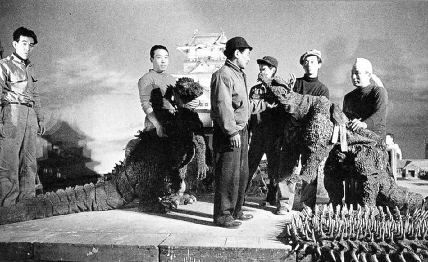 godzilla on set