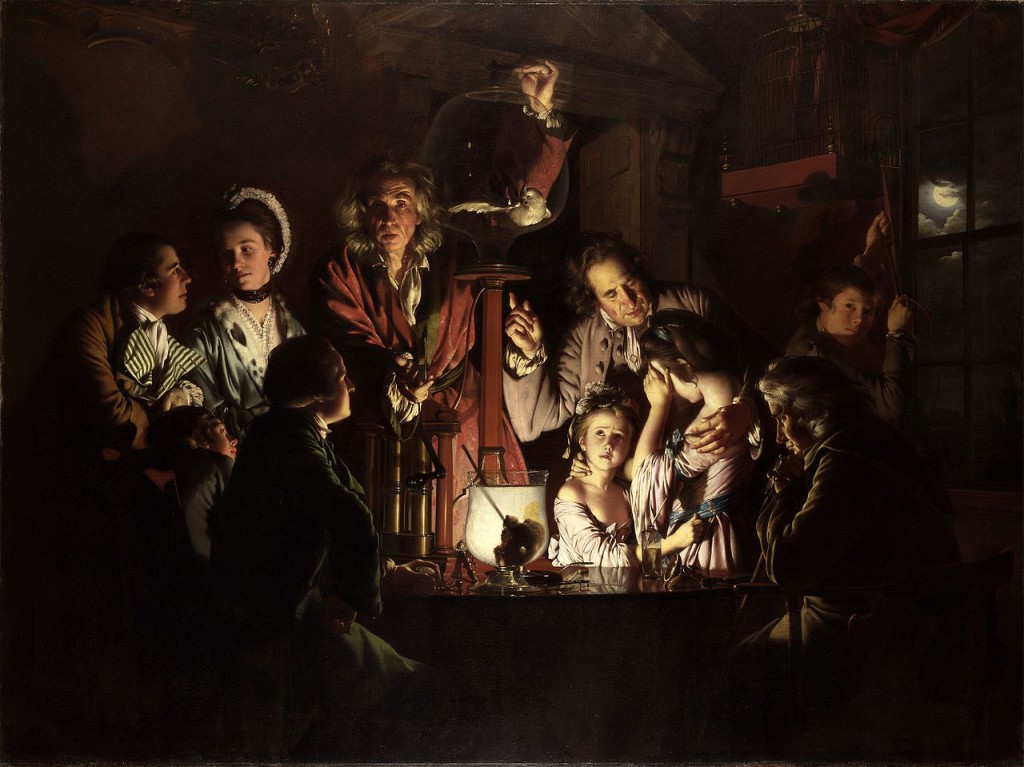 An Experiment on a Bird in the Air Pump, painting by Joseph Wright of Derby (1768), recreating one of Robert Boyle's air pump experiments.