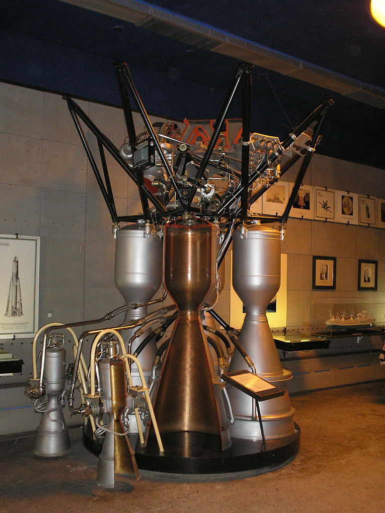 Rocket engine RD-107 "Vostok" in the Museum of Space and Missile Technology (Saint Petersburg)