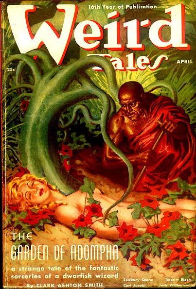 Cover of Weird Tales Magazine, April 1938, with a story of Clark Ashton Smith