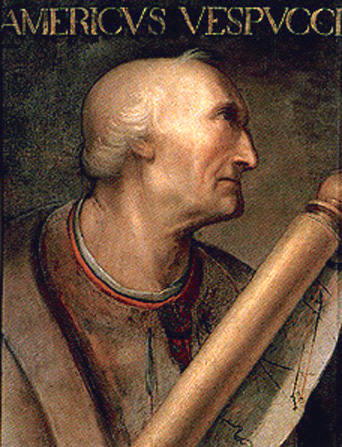 Portrait of Amerigo Vespucci (1454-1512). Possibly painted by Cristofano dell'Altissimo on the basis of an unknown original, although its existence not attested until 1568. No.702 of the collection of Paolo Giovio at the Uffizi in Florence.