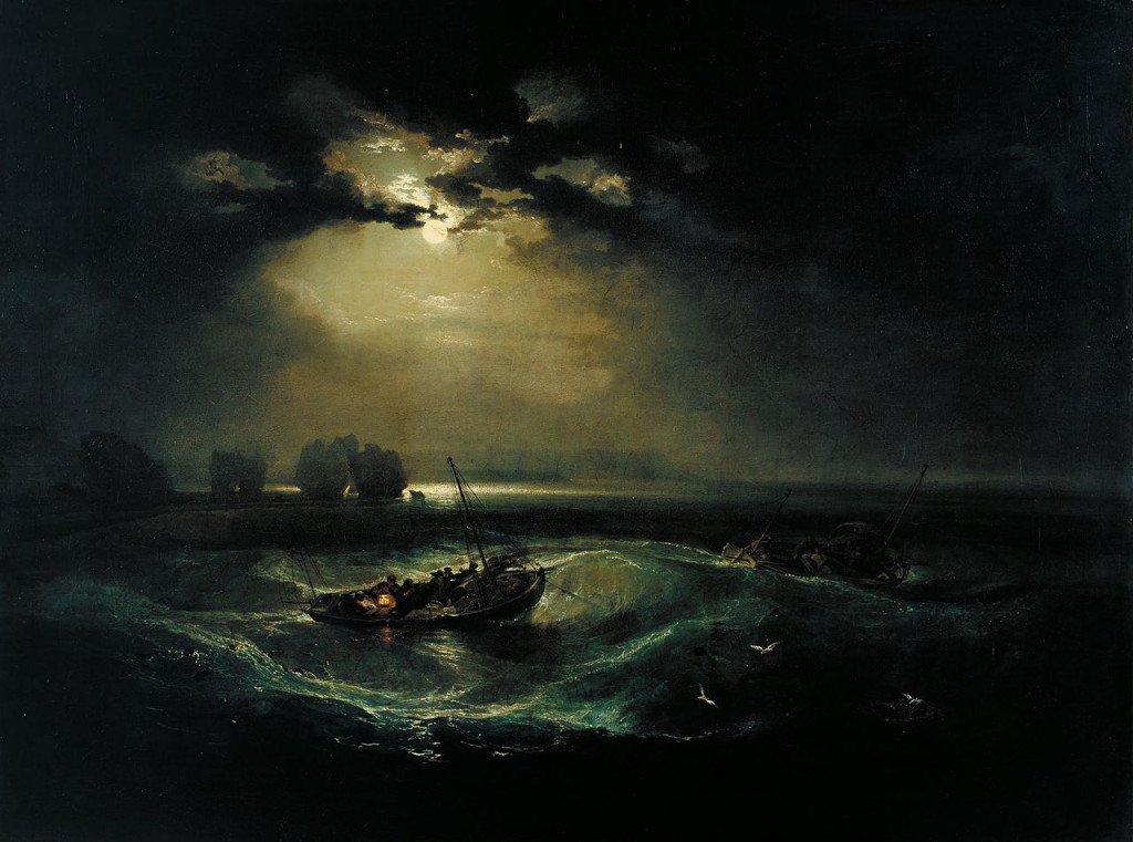 Fishermen at Sea exhibited in 1796 was the first oil painting exhibited by Turner at the Royal Academy
