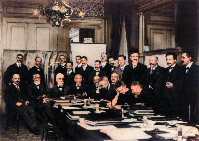 participants to the first Solvay Conference in 1911. Ernest Solvay is the third seated from the left.