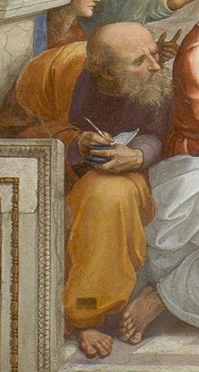 (Probably) Anaximander, from a detail of Raphael's painting The School of Athens, 1510–1511.