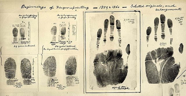 Fingerprints taken 1859/1860 by William James Herschel