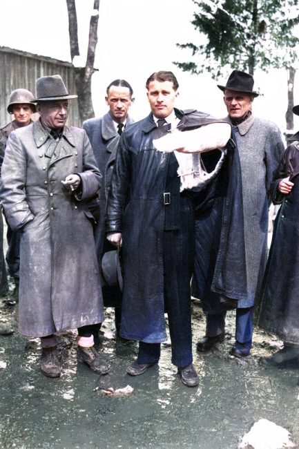 Walter Dornberger (on the left, with hat) together with Wernher von Braun, after their surrender to Allies in Austria, May 1945.