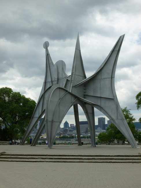 Trois disques, a sculpture by Alexander Calder for Expo 67, on Saint Helen's Island Parc Jean-Drapeau, Montreal, Quebec, Canada