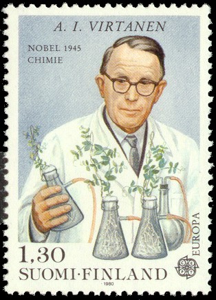 Artturi Virtanen (1895-1973), Finnish post stamp, 1980