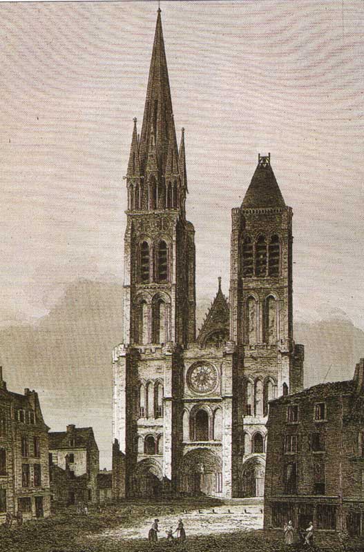West façade of Saint Denis, before the dismantling of the north tower (c. 1844 – 1845), artwork by Felix Benoist (1818-1896)